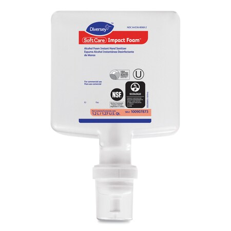 Diversey Soft Care Impact, Foam Hand Sanitizer, 1200mL, Cartridge, Alcohol, PK6 100907873